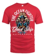 Thrilling The Ocean Fighter Ghost Ship Pirate Crew Tshirt - red t-shirt on white background
