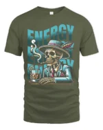 Suave Dapper Skeleton Energy Cocktail Cigar Graphic Tee - military green t-shirt on white background