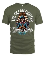 Thrilling The Ocean Fighter Ghost Ship Pirate Crew Tshirt - military green t-shirt on white background