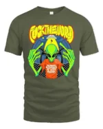 Cheeky Human Routines Are Boring Alien Graphic Tee - military green t-shirt on white background