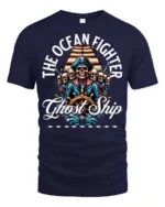Thrilling The Ocean Fighter Ghost Ship Pirate Crew Tshirt - navy t-shirt on white background