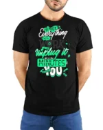 Inspiring Unplug It Almost Everything Will Work Graphic Tee - model wearing black tee with hands behind back