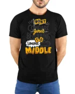 Awesome Don’t Compare Your Beginning To Someone Middle Tee - model wearing black tee with hands behind back