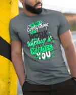 Inspiring Unplug It Almost Everything Will Work Graphic Tee - model wearing grey tee, leaning on column