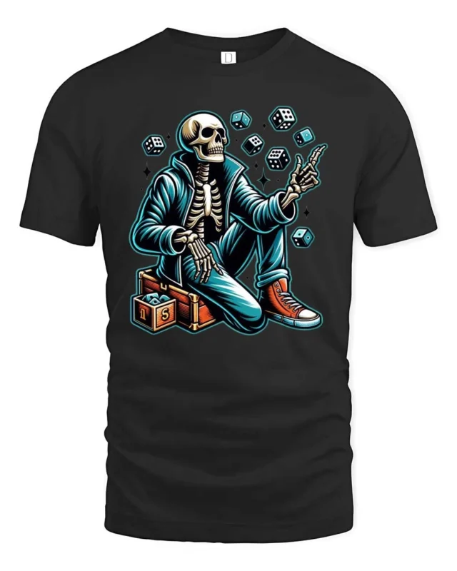 Cool Juggling Skull Skeleton Wearing Sneakers Soft Tshirt - black t-shirt on white background